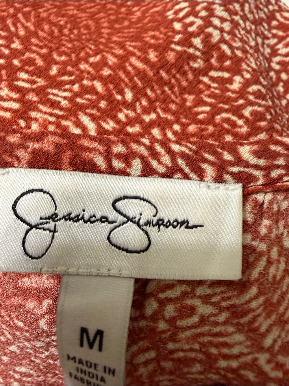 Jessica Simpson Rust Printed V-Neck Peasant Blouse - Picture 6 of 6